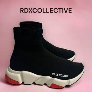 Balenciaga Speed Trainers Black Res White Sneaker Women Size 5 Runner Platform